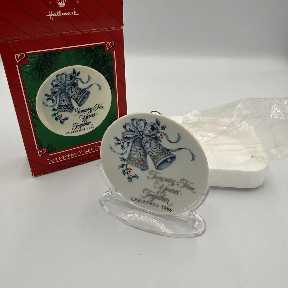 Hallmark Twenty-Five Years Together Miniature Porcelain Plate Ornament 1986